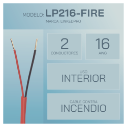 Alambre de Alarma contra Incendios - Bobina de 305 Metros: 2 x 16 AWG, Rojo, Tipo FPLR, (UL) FT4, Ideal para Sistemas de Detección y Evacuación de Incendios