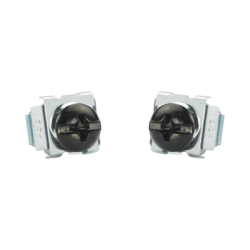 Kit de 100 Tornillos y 100 Tuercas Enjauladas #12-24, Para Uso en Gabinetes o Racks con Rieles con Orificios Cuadrado