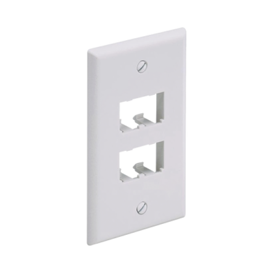 Placa de Pared Vertical Clásica, Salida Para 4 Puertos Mini-Com, Color Blanco