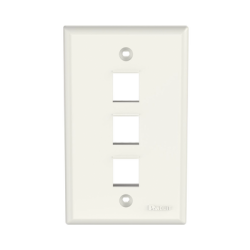 Placa de Pared Vertical, Salida Para 3 Puertos Keystone, Color Blanco Mate