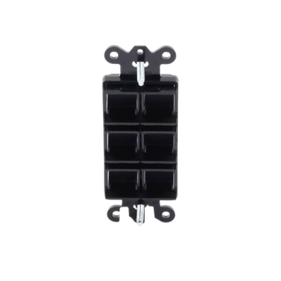 Placa de 6 puertos, color negro night.