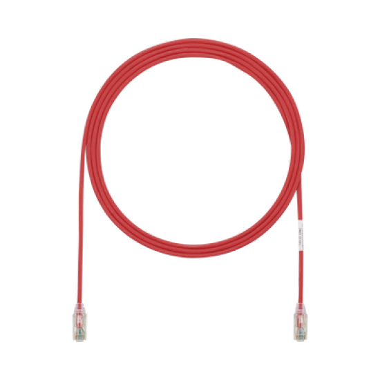 Cable de Parcheo TX6, UTP Cat6, Diámetro Reducido (28AWG), Color Rojo, 7ft 