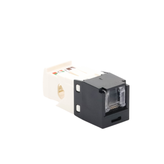 Conector Jack RJ45 Estilo TG con Ventana, Mini-Com, Categoría 6, de 8 posiciones y 8 cables, Color Negro