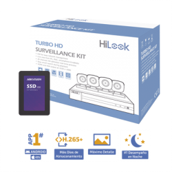 KIT TurboHD 1080p + SSD de 1 TB (1024 GB) / DVR 4 canales / 4 Cámaras Bala de Metal / Fuente de Poder / Accesorios de Instalación