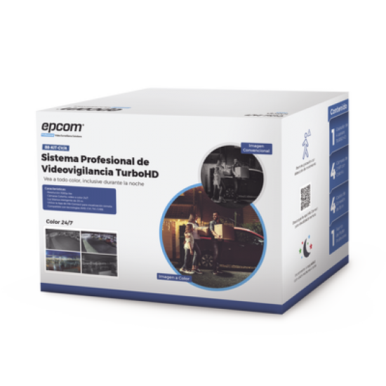 Kit TurboHD 1080p / DVR 4 Canales / 4 Cámaras Bala ColorVu con Microfono Integrado / Fuente de Poder / Accesorios de Instalación