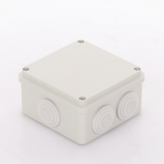 Caja Derivación-Conexión de Plástico (100 X 100 X 54 mm) con 7 Glándulas de Goma. Para Instalaciones Comerciales, Residenciales e Industriales. Incluye Tornillería para su Tapa. 