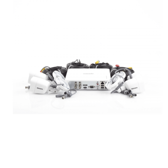 (MICRÓFONO Integrado) Kit TurboHD 1080p Lite / DVR 4 canales / Audio por Coaxitron / 4 Cámaras Bala de Metal con Micrófono Integrado