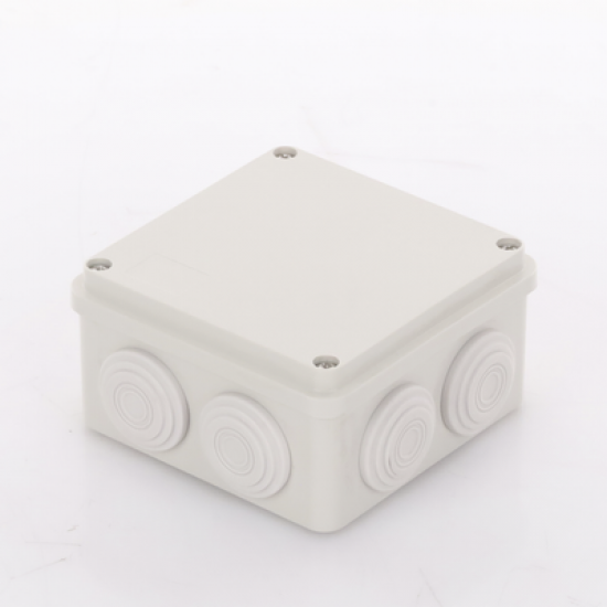 Caja Derivación-Conexión de Plástico (100 X 100 X 54 mm) con 7 Glándulas de Goma. Para Instalaciones Comerciales, Residenciales e Industriales. Incluye Tornillería para su Tapa. 