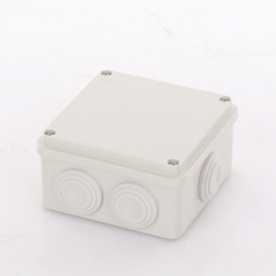 Caja Derivación-Conexión de Plástico (100 X 100 X 54 mm) con 7 Glándulas de Goma. Para Instalaciones Comerciales, Residenciales e Industriales. Incluye Tornillería para su Tapa. 