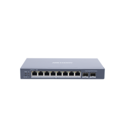 Switch Gigabit PoE+ / Administrable / 8 Puertos Gigabit PoE+ / 2 Puertos SFP / Configuración Nube Hik-Partner Pro / Modo Extendido hasta 300 Metros / 110 W