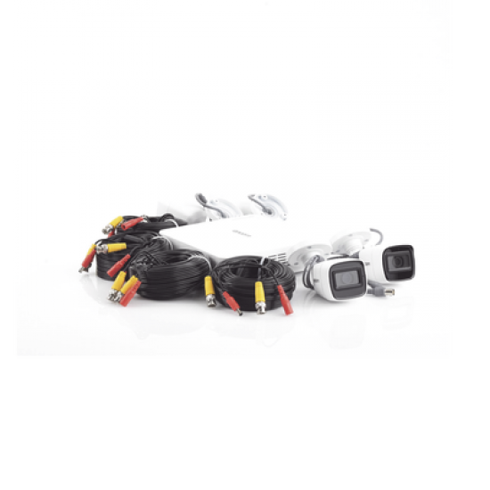 (MICRÓFONO Integrado) Kit TurboHD 1080p Lite / DVR 4 canales / Audio por Coaxitron / 4 Cámaras Bala de Metal con Micrófono Integrado
