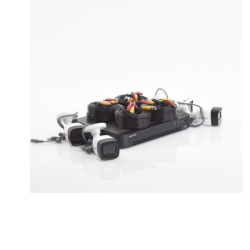(MICRÓFONO INTEGRADO) KIT TURBOHD 5 Megapixel / DVR 4 Canales / 4 Cámaras Bala con Micrófono Integrado (exterior 2.8 mm) / Fuente de Poder / Accesorios de Instalación