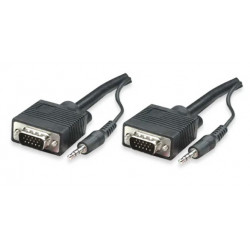 Cable VGA SVGA (HD15) macho a macho con audio 3.5 mm estéreo integrado de 1.8 m  