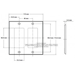 Placa Tapa Contacto Eléctrico Doble + 2 Cat6 Ponchable ABS
