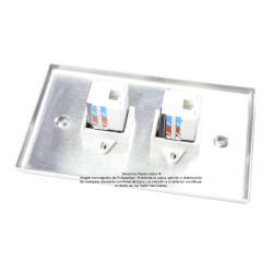 Placa Tapa 2 Jack RJ45 Cat6 crimpado en Aluminio