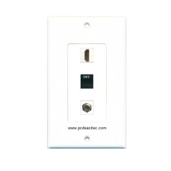 Placa Tapa decora ABS HDMI + Jack RJ45 Cat5e + Antena Coaxial F