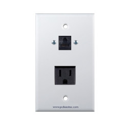 Placa Tapa RJ45 Cat6 + Contacto Eléctrico Aterrizado en ABS