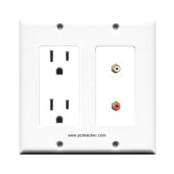 Placa Tapa 2 RCA + doble contacto eléctrico en ABS