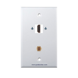 Placa Tapa HDMI + Cople antena coaxial F en ABS