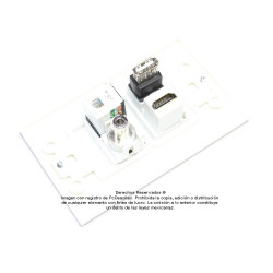 Placa Tapa Decora HDMI + USB 2.0 + Jack 3.5 mm + RJ45 Cat5 en ABS