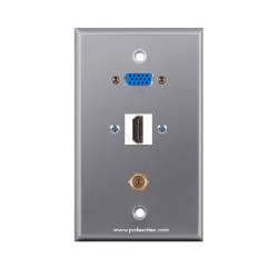 Placa Tapa VGA + HDMI + cople coaxial F en Aluminio