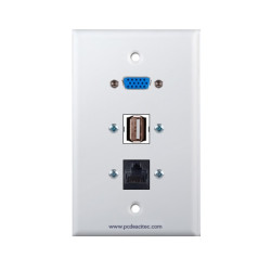 Placa Tapa VGA + USB 2.0 + Cat5e ponchable en ABS