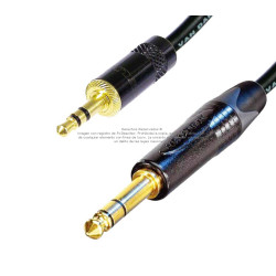 Cable estéreo TRS 6.3 mm a TRS 3.5 mm Canare - Neutrik en oro grado estudio de 70 m