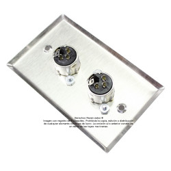 Placa Tapa XLR Canon doble soldable en Acero Inoxidable