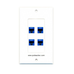 Placa Tapa Decora 4 Jack RJ45 Cat6 en ABS