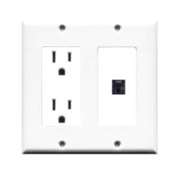 Placa Tapa Contacto Eléctrico Doble + Cat6 Ponchable ABS