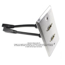 Placa Tapa doble HDMI pigtail en Aluminio
