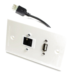 Placa Tapa USB 2.0 pigtail + Jack RJ45 Cat6 en ABS