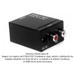 Convertidor de audio análogo a digital. RCA a Toslink más RCA coaxial digital