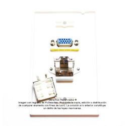 Placa Tapa VGA + Jack RJ45 Cat6a BLINDADO ponchable en ABS