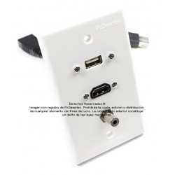 Placa Tapa USB 2.0 pigtail + HDMI pigtail + Audio Jack 3.5 mm en ABS