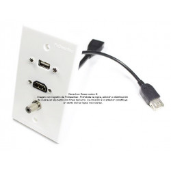 Placa Tapa USB 2.0 pigtail + HDMI pigtail + Audio Jack 3.5 mm en ABS