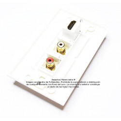 Placa Tapa Decora HDMI 1.4 + 2 RCA estéreo en ABS
