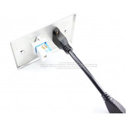 Placa Tapa HDMI pigtail + Jack RJ45 Cat6 ponchable Acero Inoxidable