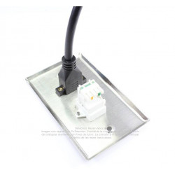 Placa Tapa HDMI pigtail + Terminal de bocinas por Crimpeo en Acero Inoxidable