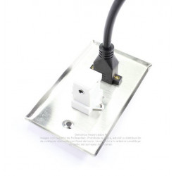 Placa Tapa HDMI pigtail + Audio Jack 3.5 mm en L a 90° Acero Inoxidable