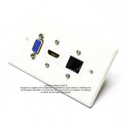 Placa Tapa VGA + HDMI + Jack RJ45 Cat5e en ABS