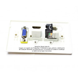 Placa Tapa VGA + HDMI + Jack RJ45 Cat5e en ABS