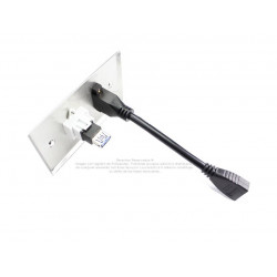 Placa Tapa HDMI pigtail + USB 3.0 en Acero Inoxidable