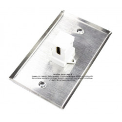 Placa Tapa HDMI 4K en L 90° en Acero Inoxidable