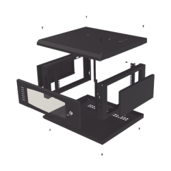 Gabinete de Montaje en Pared, Con Puerta de Cristal, Cuerpo Fijo con Rack, de 19in, 4UR, Color Negro