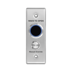 Botón de Salida Doble con Aro Iluminado / IP65 / Diseño Estético Delgado / Temporizador y Distancia Ajustable / Botón Sin Contacto y Botón de Contacto en uno solo