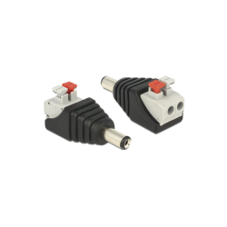 Adaptador tipo Jack de 3.5 mm Macho Polarizado de 12 Vcc con Terminales de Presión.