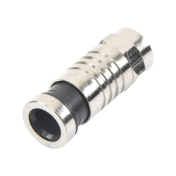 Conector F Macho de Compresión para cable RG-6, Cuerpo de Bronce Niquelado.