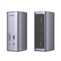 HUB USB-C (Docking Revodok Pro) 12 en 1 | 2 USB-A 3.0 | 1 USB-C PD Carga 100W | 1 USB-A 3.1 | 1 USB-C 3.1 | HDMI 4K | HDMI 8K Ultra HD | Display Port 4K | RJ45 (Gigabit) | Lector Tarjeta SD + Micro SD (TF) | Jack Audio 3.5mm.