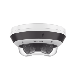 PanoVu Series / Vista Panorámica 360º / 4 Lentes Mot. 2.8 a 12 mm (4 Megapixel por Lente) / 16 Megapixel en Total / WDR 120 dB / DARKFIGHTER / Exterior IP67 / IK10 / PoE+ / 30 mts IR / Micro SD